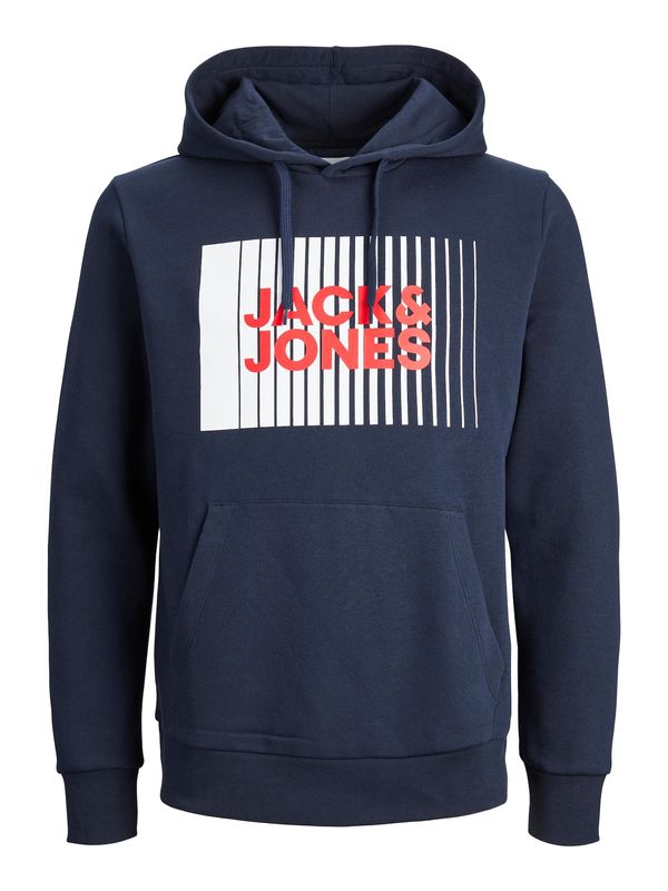JACK & JONES JACK & JONES Суичър  морскосиньо / огнено червено / бяло