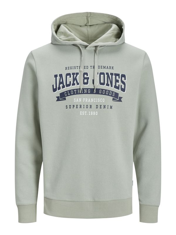 JACK & JONES JACK & JONES Суичър  нейви синьо / пастелно зелено / бяло