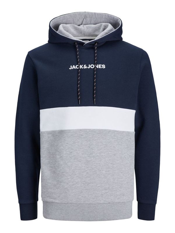 JACK & JONES JACK & JONES Суичър  нейви синьо / сив меланж / бяло