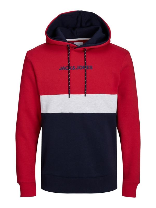 JACK & JONES JACK & JONES Суичър  нейви синьо / светлосиво / червено