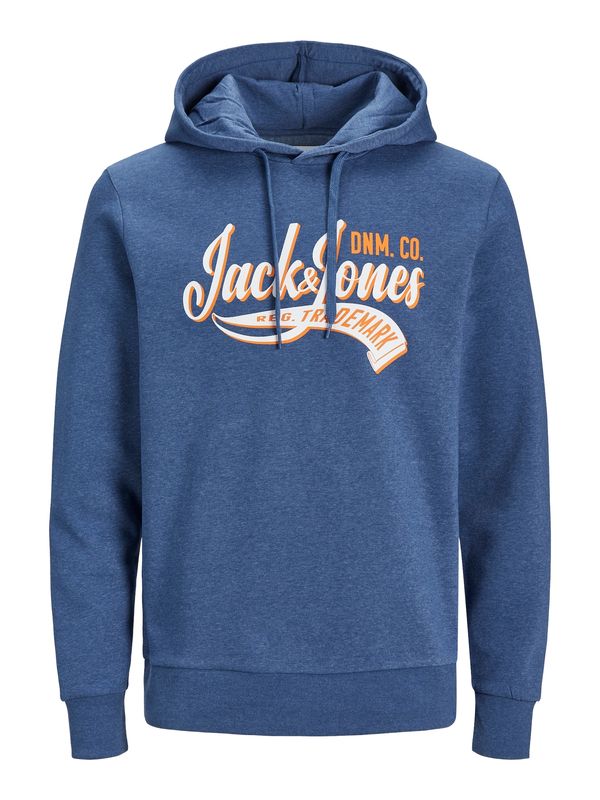 JACK & JONES JACK & JONES Суичър  синя тинтява / тъмнооранжево / бяло
