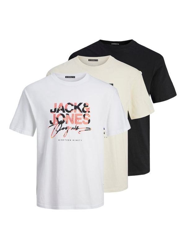 JACK & JONES JACK & JONES Тениска 'ARUBA'  екрю / оранжево / черно / бяло