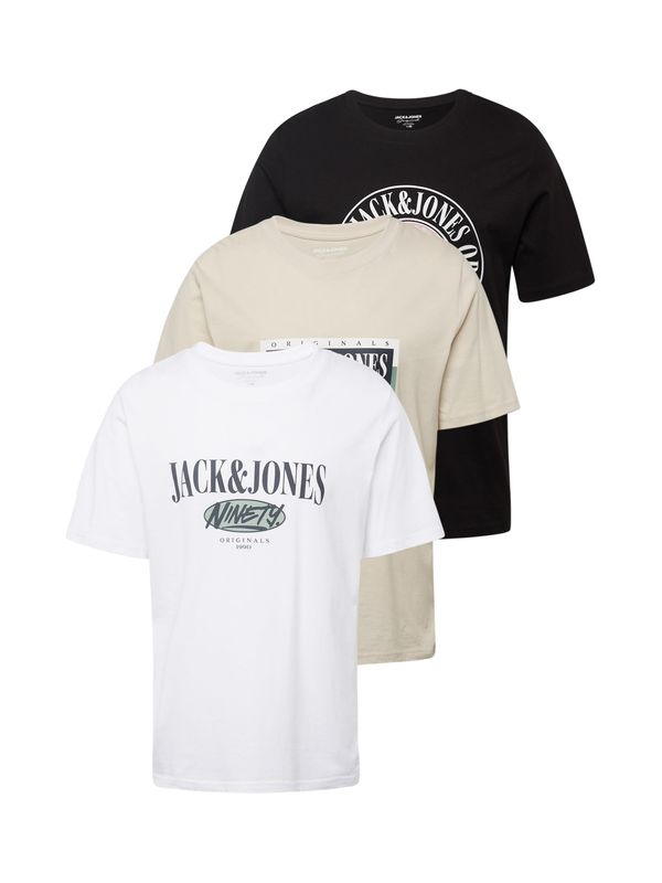 JACK & JONES JACK & JONES Тениска  бежово / зелено / черно / бяло