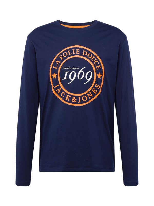 JACK & JONES JACK & JONES Тениска 'DOUCE'  нейви синьо / оранжево / мръсно бяло