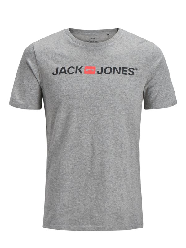 JACK & JONES JACK & JONES Тениска 'Essentials'  сив меланж / пастелно червено / черно
