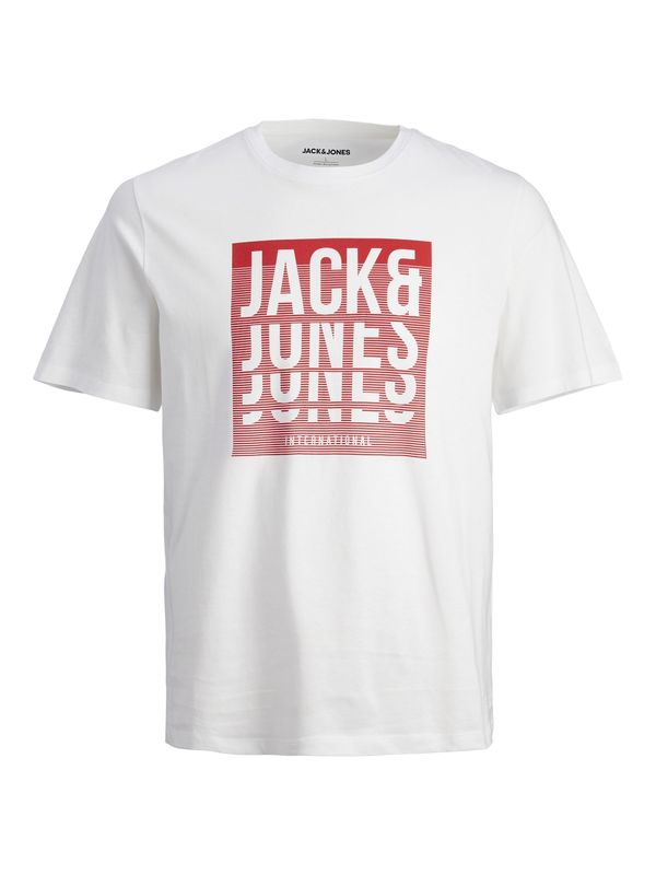 JACK & JONES JACK & JONES Тениска 'FLINT'  тъмночервено / бяло