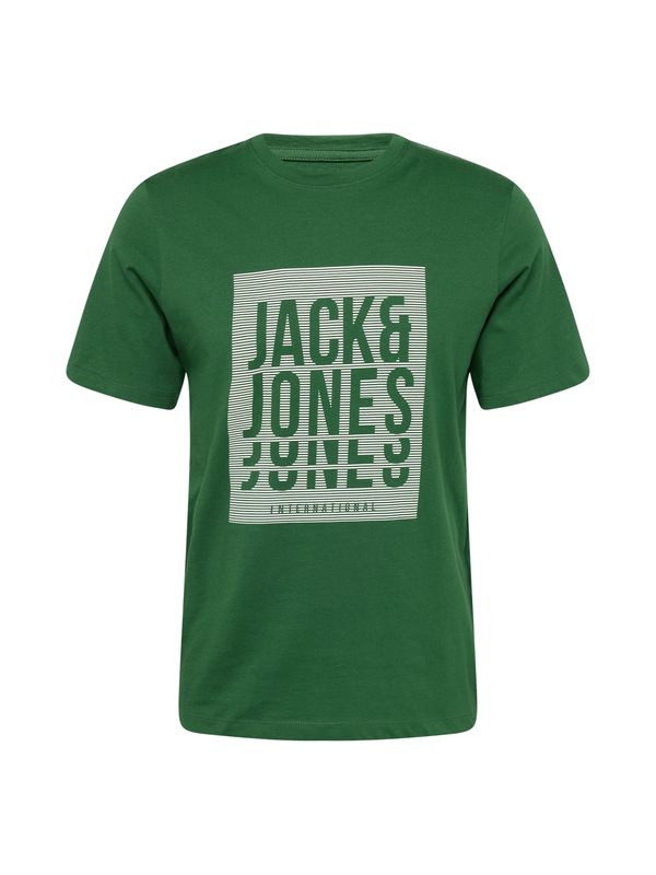 JACK & JONES JACK & JONES Тениска 'FLINT'  тъмнозелено / бяло