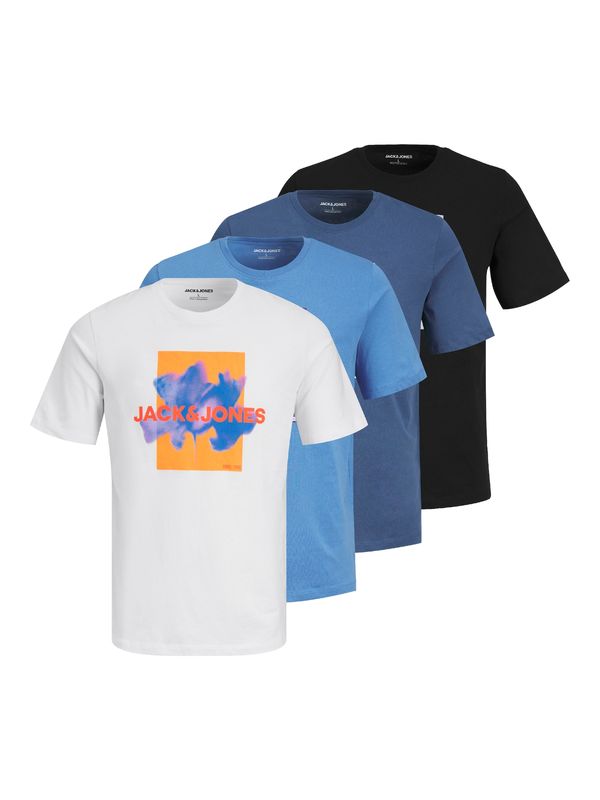 JACK & JONES JACK & JONES Тениска 'FLORALS'  синьо / оранжево / черно / бяло