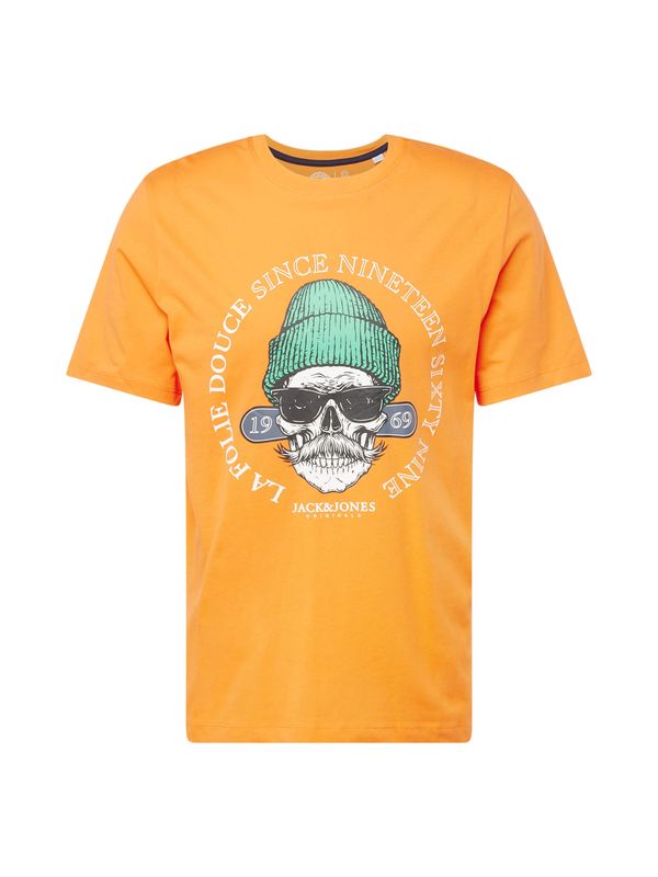 JACK & JONES JACK & JONES Тениска 'FOLIE'  нефритено зелено / оранжево / черно / бяло