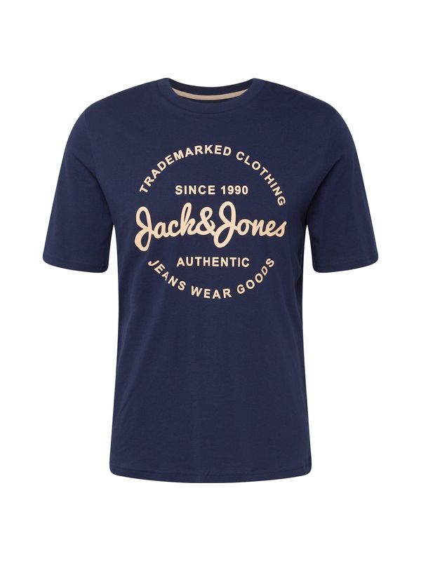 JACK & JONES JACK & JONES Тениска 'FOREST'  светлобежово / тъмносиньо