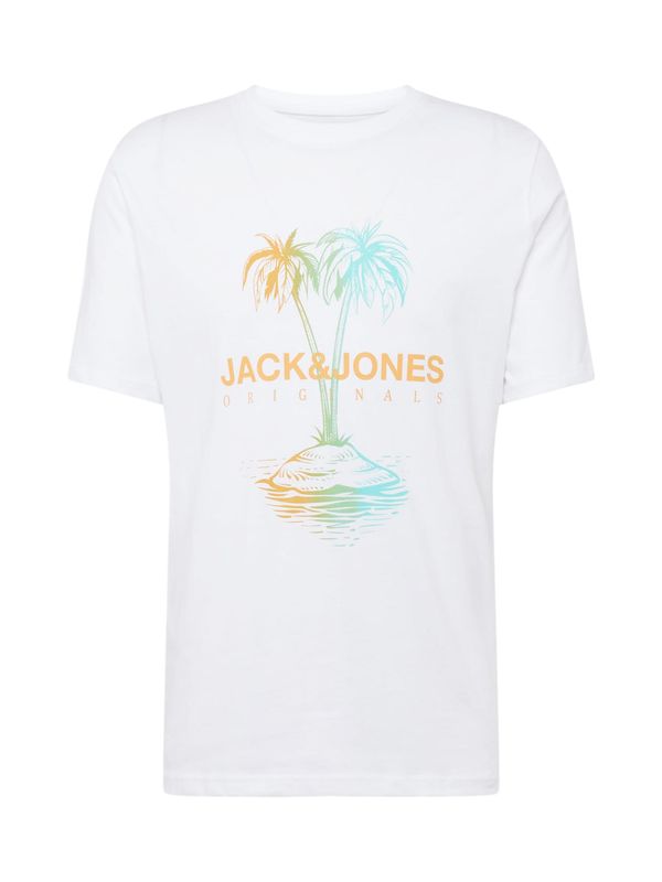 JACK & JONES JACK & JONES Тениска 'LAFAYETTE'  аквамарин / оранжево / бяло