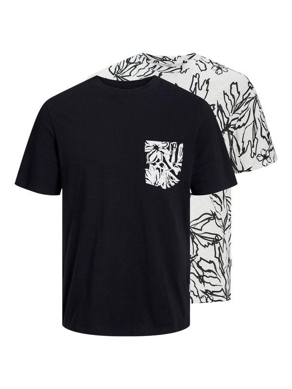 JACK & JONES JACK & JONES Тениска 'LAFAYETTE'  черно / бяло