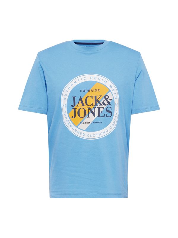 JACK & JONES JACK & JONES Тениска 'LOOF'  светлосиньо / златистожълто / бяло
