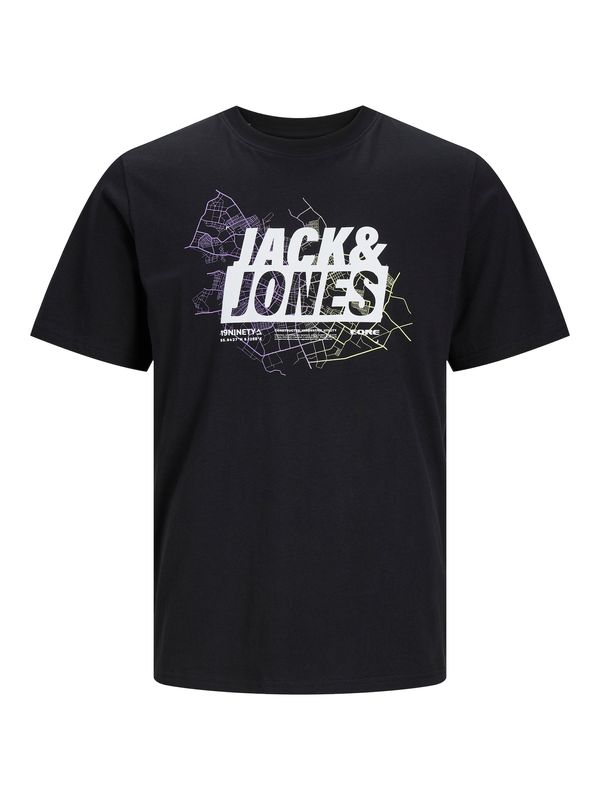 JACK & JONES JACK & JONES Тениска 'MAP'  пастелно жълто / лилав / черно / бяло