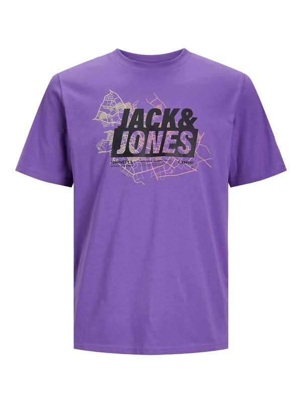JACK & JONES JACK & JONES Тениска 'MAP'  пастелно жълто / тъмнолилаво / бледорозово / черно