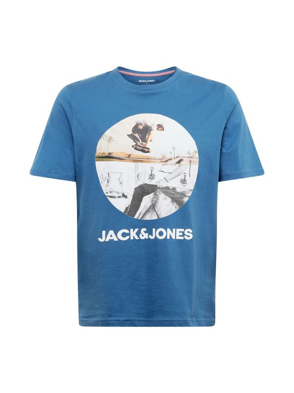 JACK & JONES JACK & JONES Тениска 'NAVIN'  сапфирено синьо / сиво / зелен меланж / бяло
