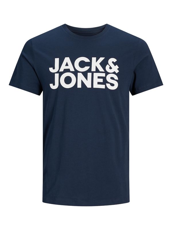JACK & JONES JACK & JONES Тениска  нейви синьо / бяло