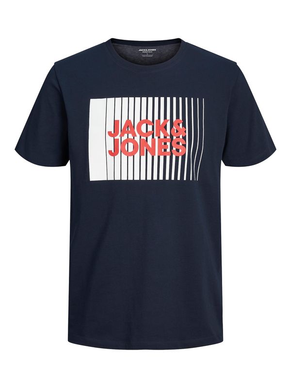 JACK & JONES JACK & JONES Тениска  нейви синьо / червено / мръсно бяло