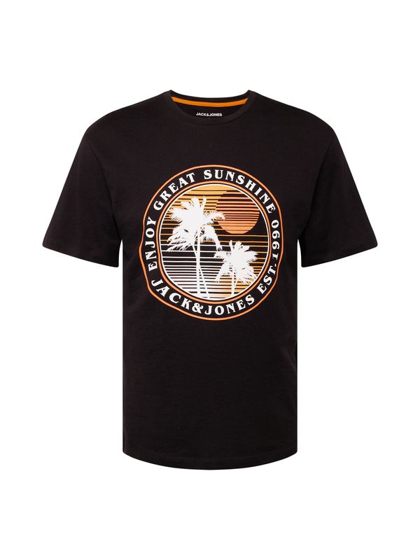 JACK & JONES JACK & JONES Тениска 'OWEN SUMMER'  оранжево / кайсия / черно / бяло