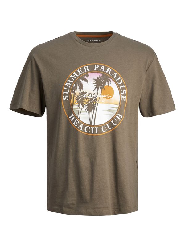 JACK & JONES JACK & JONES Тениска 'OWEN SUMMER'  тъмносиво / оранжево / бяло
