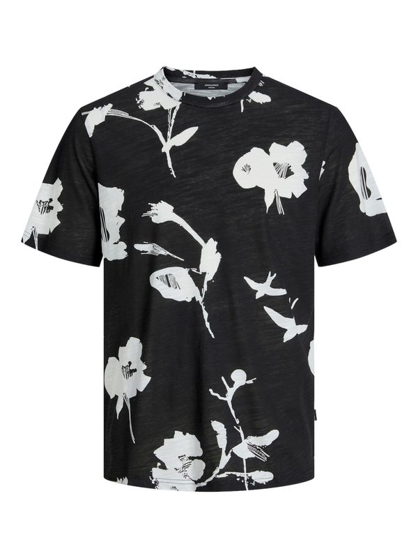 JACK & JONES JACK & JONES Тениска 'Palma'  черен меланж / бяло