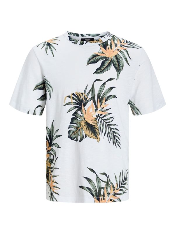 JACK & JONES JACK & JONES Тениска 'Palma'  елхово зелено / тъмнозелено / кайсия / бяло