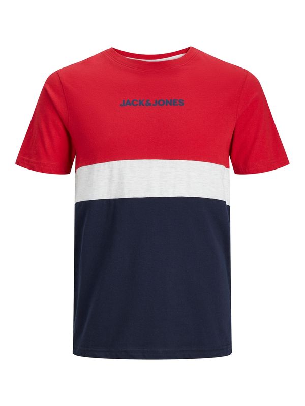 JACK & JONES JACK & JONES Тениска 'REID'  нейви синьо / червено / бял меланж