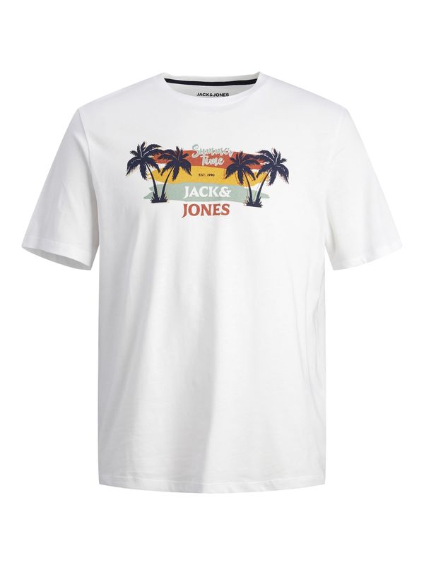 JACK & JONES JACK & JONES Тениска 'SUMMER VIBE'  тъмносиньо / жълто / оранжево / мръсно бяло