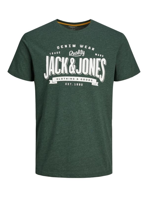 JACK & JONES JACK & JONES Тениска  зелен меланж / бяло