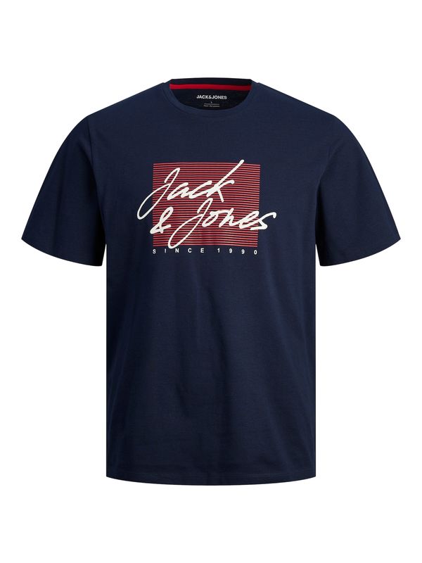 JACK & JONES JACK & JONES Тениска 'ZURI'  нейви синьо / светлочервено / бяло