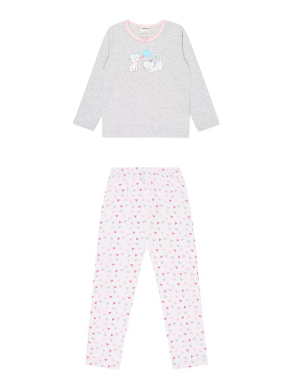 JACKY JACKY Комплект пижама  сив меланж / фуксия / бледорозово / бяло