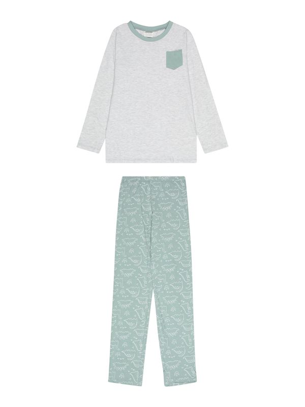 JACKY JACKY Комплект пижама  светлосиво / сив меланж / пастелно зелено