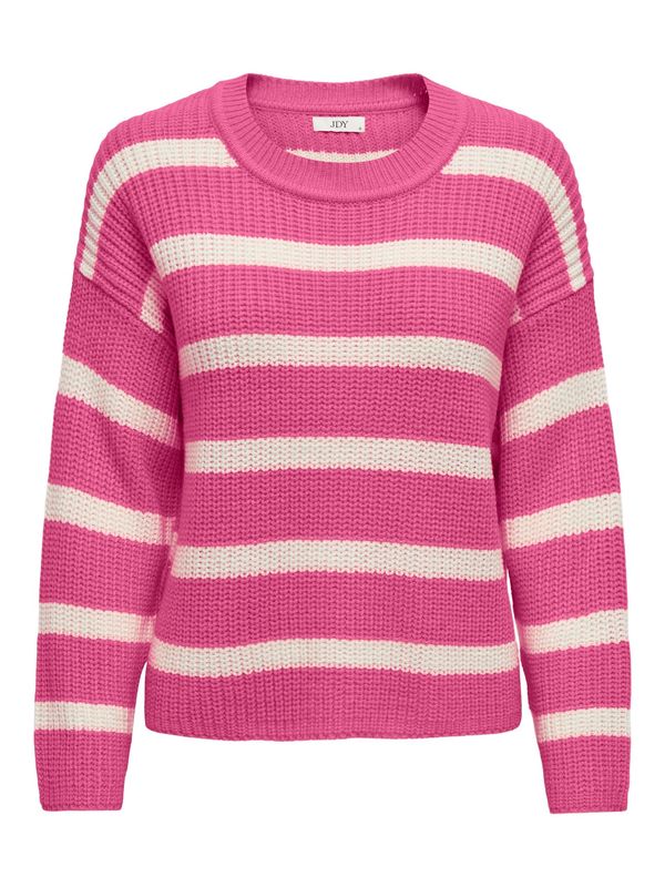JDY JDY Пуловер 'JUSTY'  магента / мръсно бяло