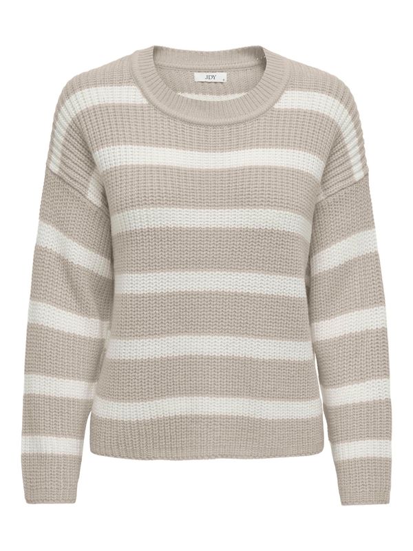 JDY JDY Пуловер 'JUSTY'  таупе сиво / бяло
