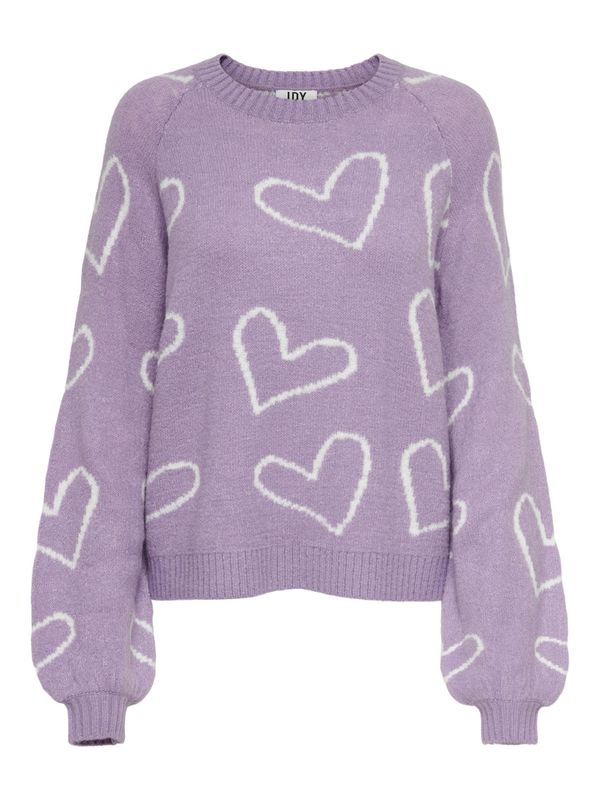 JDY JDY Пуловер 'Mossy'  светлолилаво / бяло