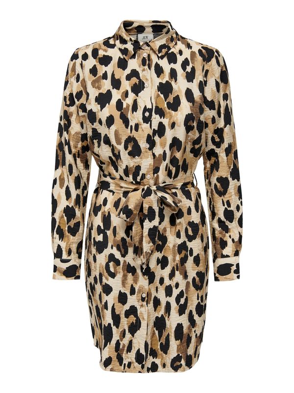 JDY JDY Рокля тип риза 'ADALINE'  кремаво / камел / цвят "пясък" / черно