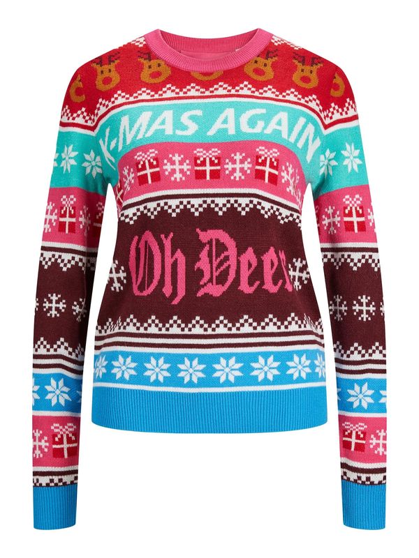 JJXX JJXX Пуловер 'Mas'  синьо / аквамарин / розово / бяло