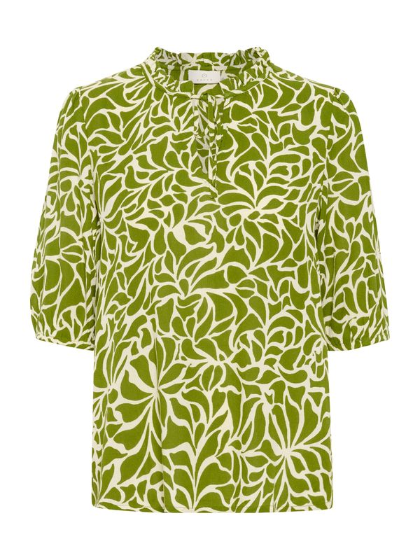 Kaffe Kaffe Блуза 'Fleur'  маслина / бяло