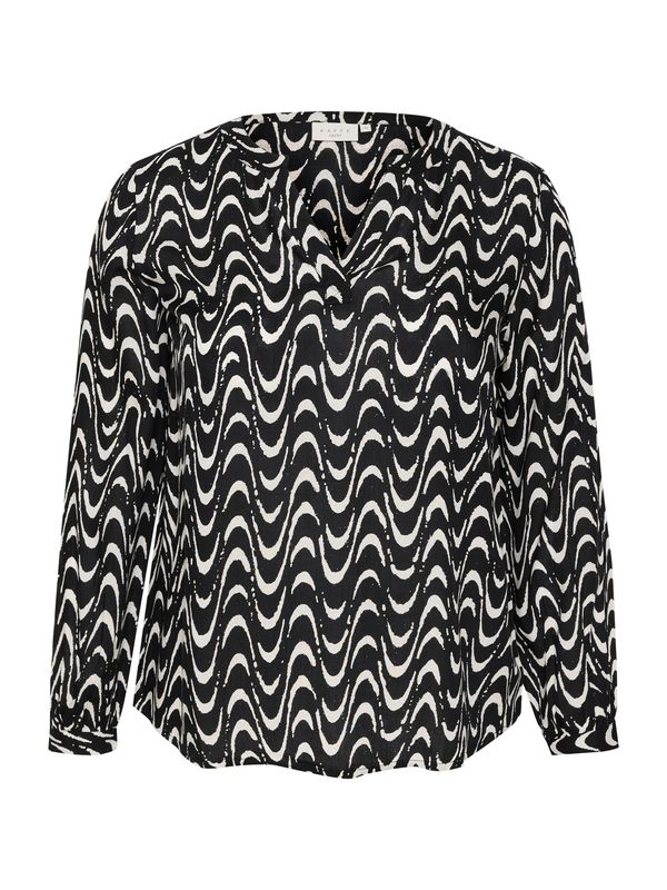 KAFFE CURVE KAFFE CURVE Блуза 'Nora'  черно / естествено бяло
