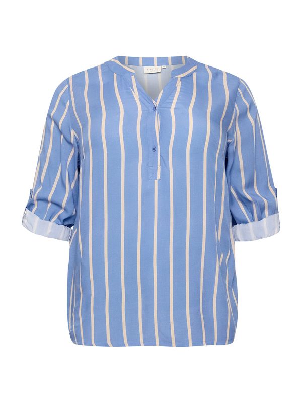 KAFFE CURVE KAFFE CURVE Блуза 'SIDA'  опушено синьо / бяло