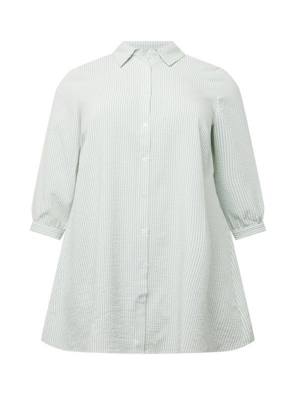 KAFFE CURVE KAFFE CURVE Блуза 'Sukia'  пастелно зелено / бяло