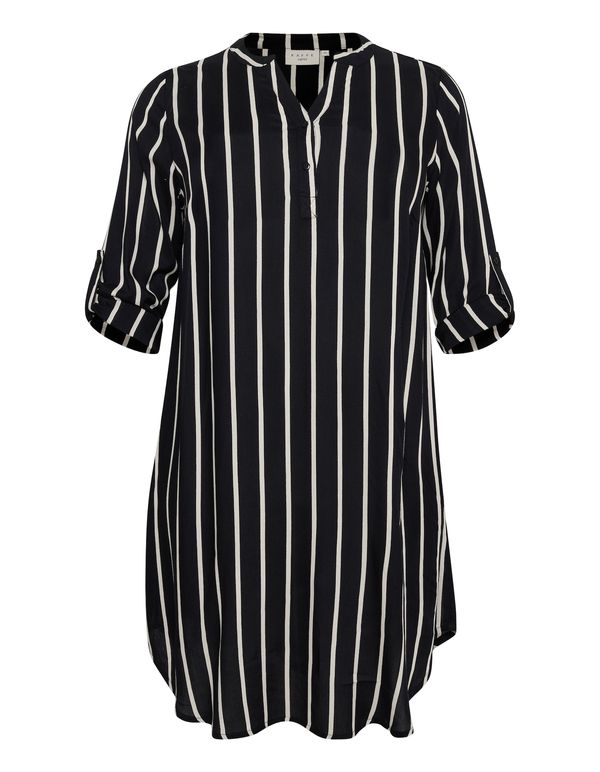 KAFFE CURVE KAFFE CURVE Рокля тип риза 'Milana'  черно / бяло