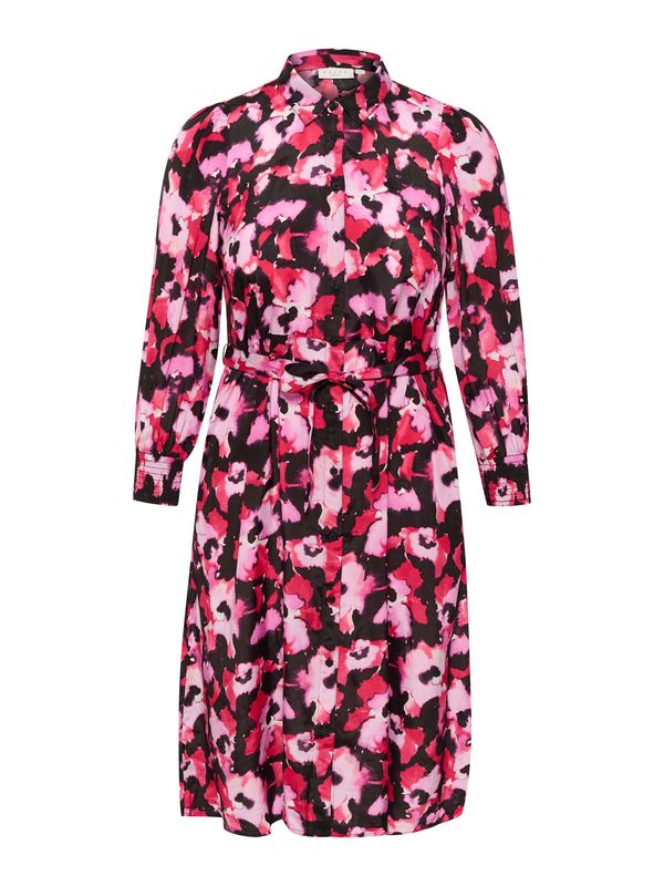 KAFFE CURVE KAFFE CURVE Рокля тип риза 'Natalia'  питая / малина / черно