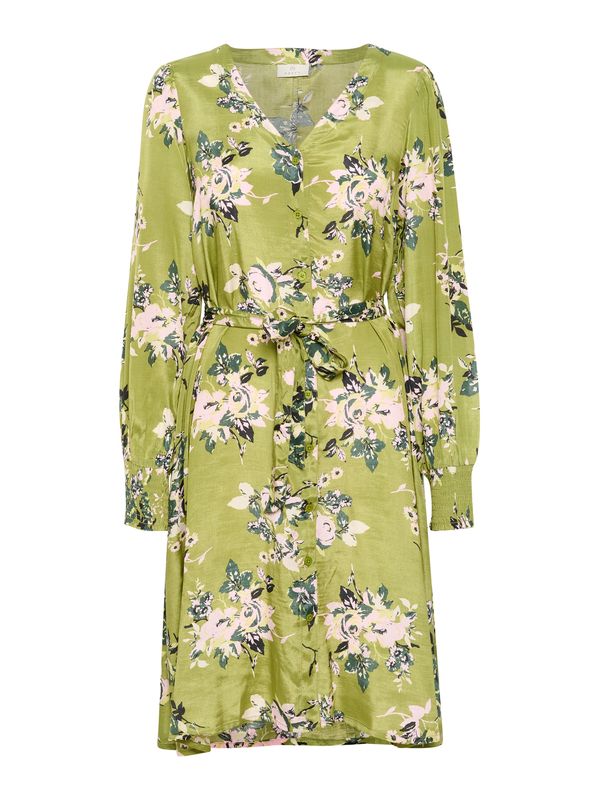 Kaffe Kaffe Рокля 'Pollie'  бежово / елхово зелено / светлозелено