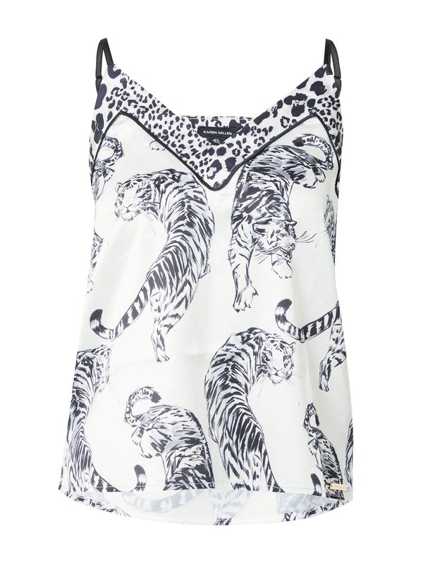 Karen Millen Karen Millen Тениска за спане  черно / бяло