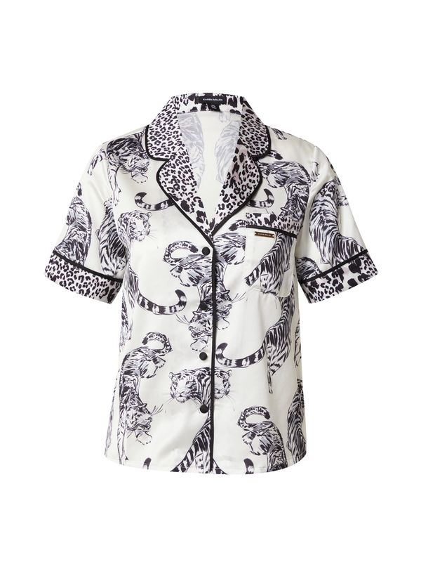 Karen Millen Karen Millen Тениска за спане  сиво / черно / бяло