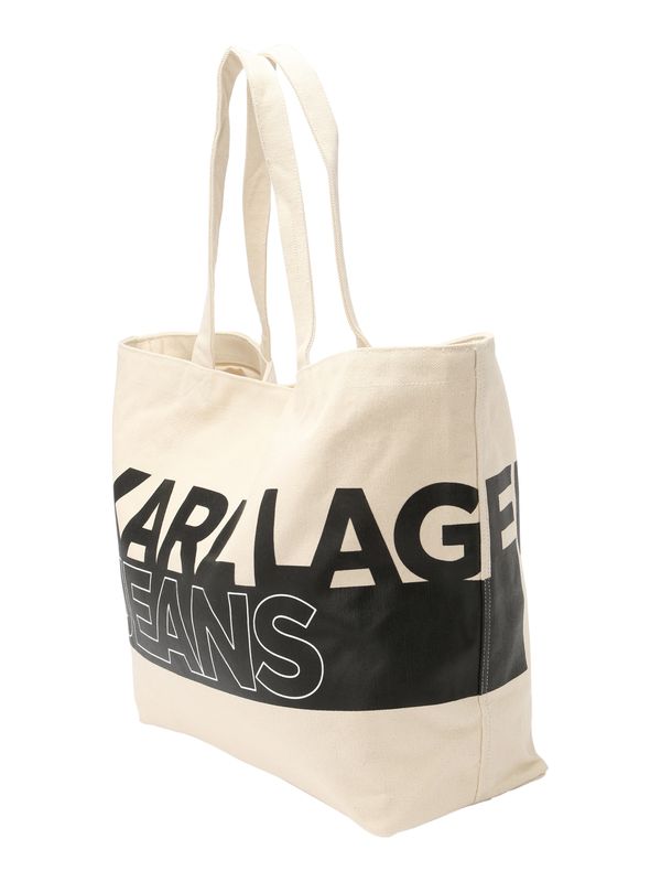 KARL LAGERFELD JEANS KARL LAGERFELD JEANS Чанта тип "Shopper"  бежово / черно / бяло