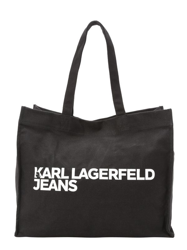 KARL LAGERFELD JEANS KARL LAGERFELD JEANS "Чанта тип ""Shopper"""  черно / мръсно бяло
