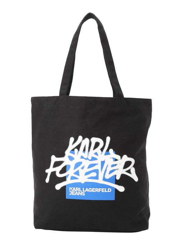 KARL LAGERFELD JEANS KARL LAGERFELD JEANS Чанта тип "Shopper"  светлосиньо / черно / мръсно бяло