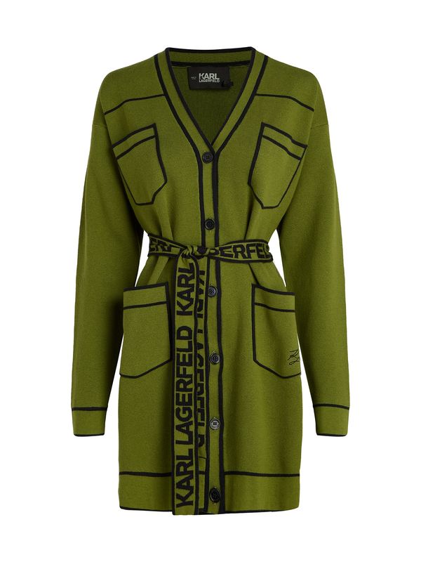 Karl Lagerfeld Karl Lagerfeld Плетена жилетка  елхово зелено / черно